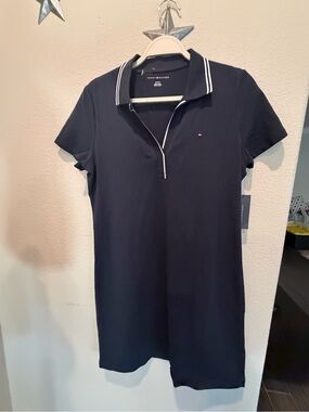 Tommy Hilfiger Navy Polo Dress with White Trim